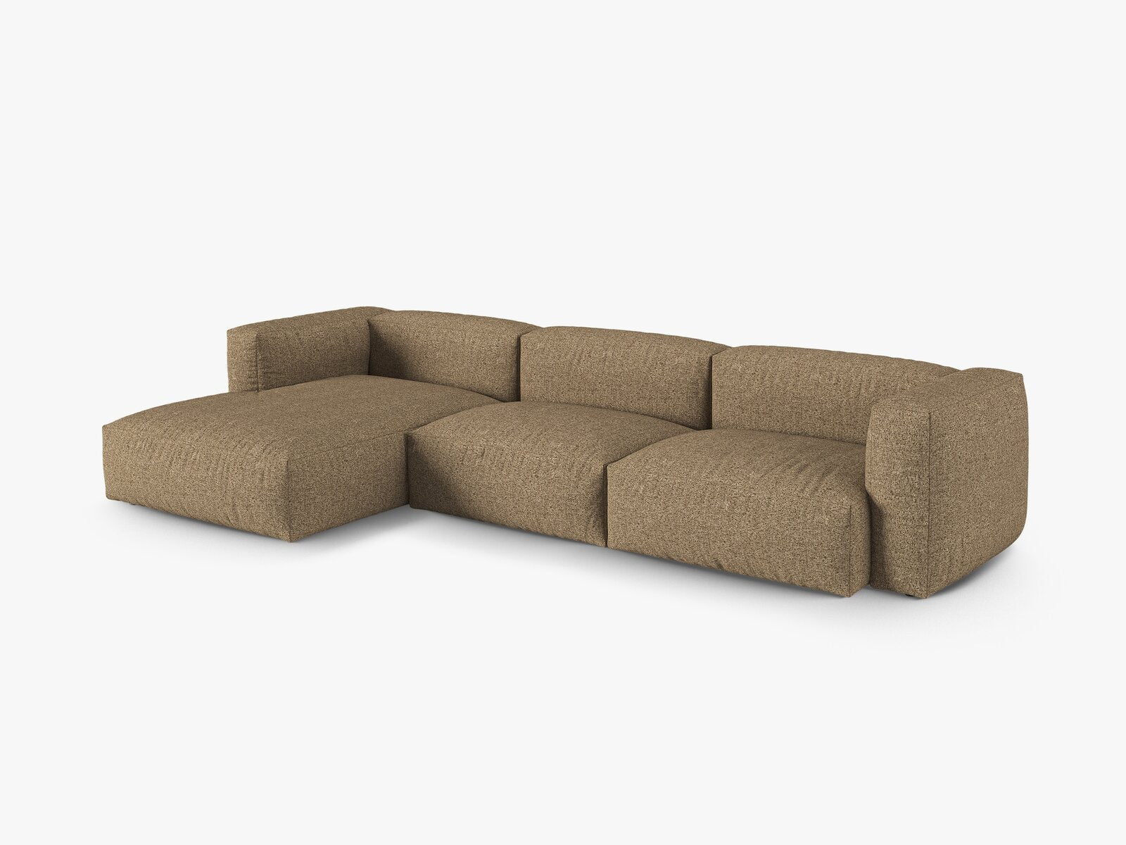 Micadoni Ecksofa Martina 3-Sitzer 90cm Sitztiefe Links Boucle Monet Cappuccino