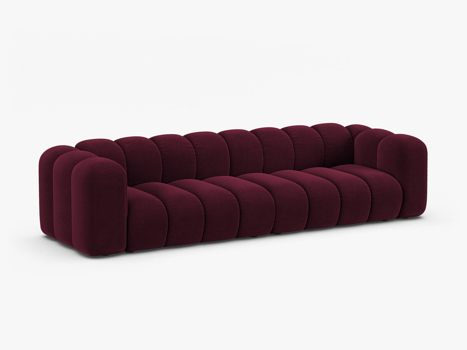 Micadoni Modulares Sofa Lupine 4-Sitzer Samt Venus Burgunder
