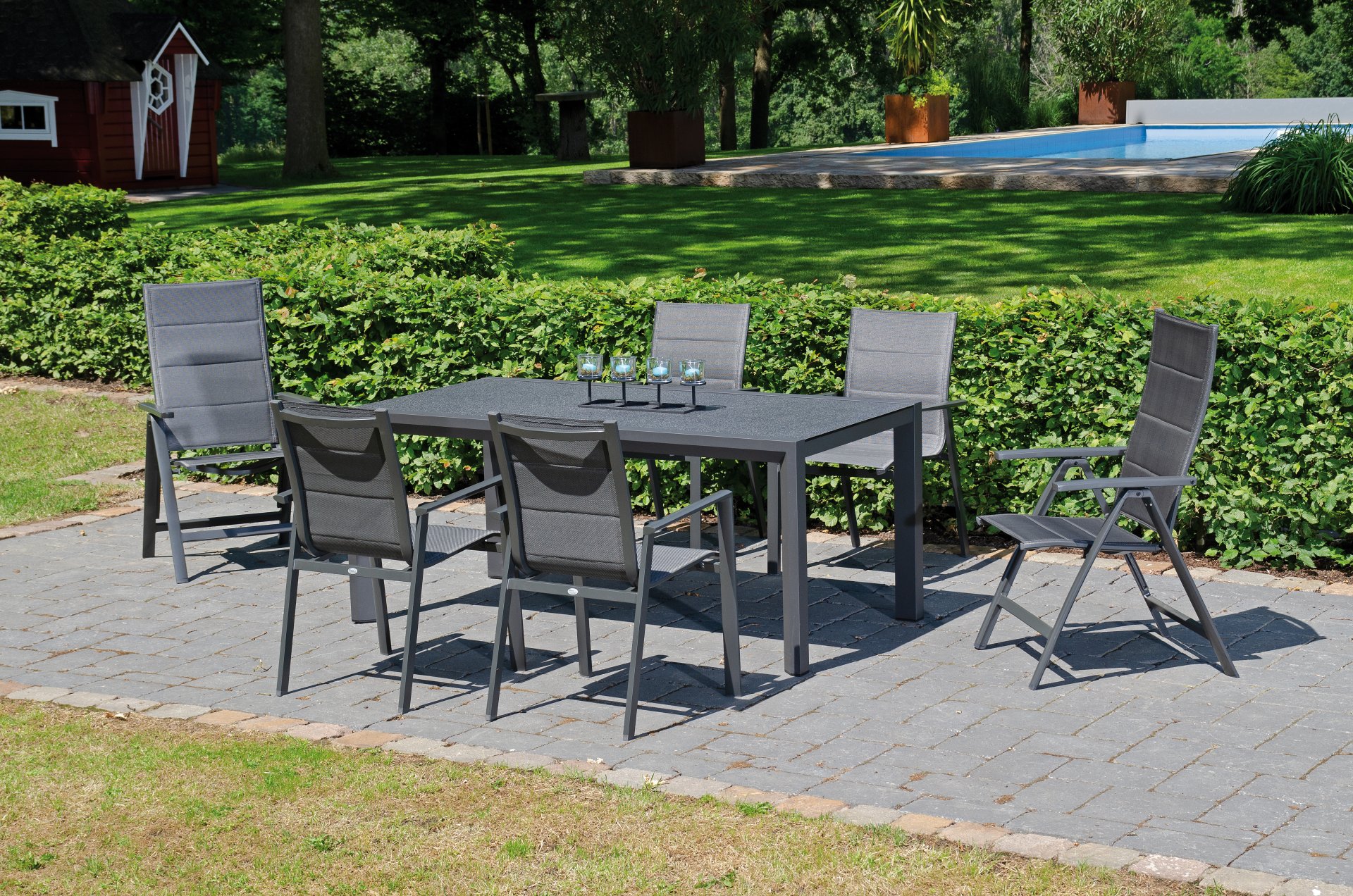 Klappsessel Concept Alu anthrazit Polstertextilgewebe schwarz-silber Sunny Smart made by SonnenPartner moebelfaktor