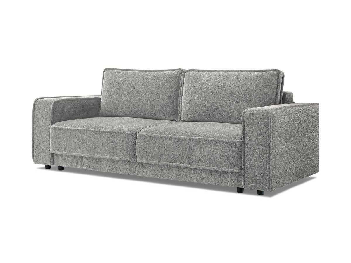 Bobochic Emile Schlafsofa 3-Sitzer mit Bettkasten Melange-Stoff Hellgrau