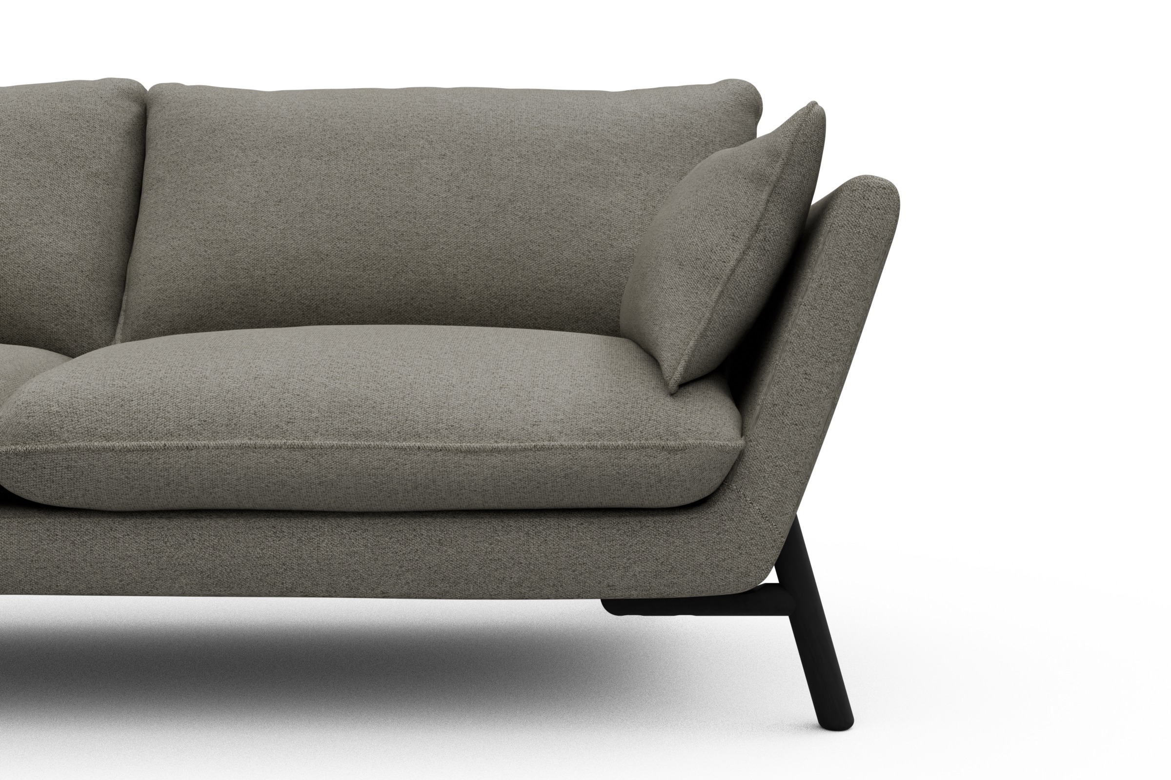 Sofa Emil 3-Sitzer Beinfarbe Eiche Schwarz Denari-Warm-Grey