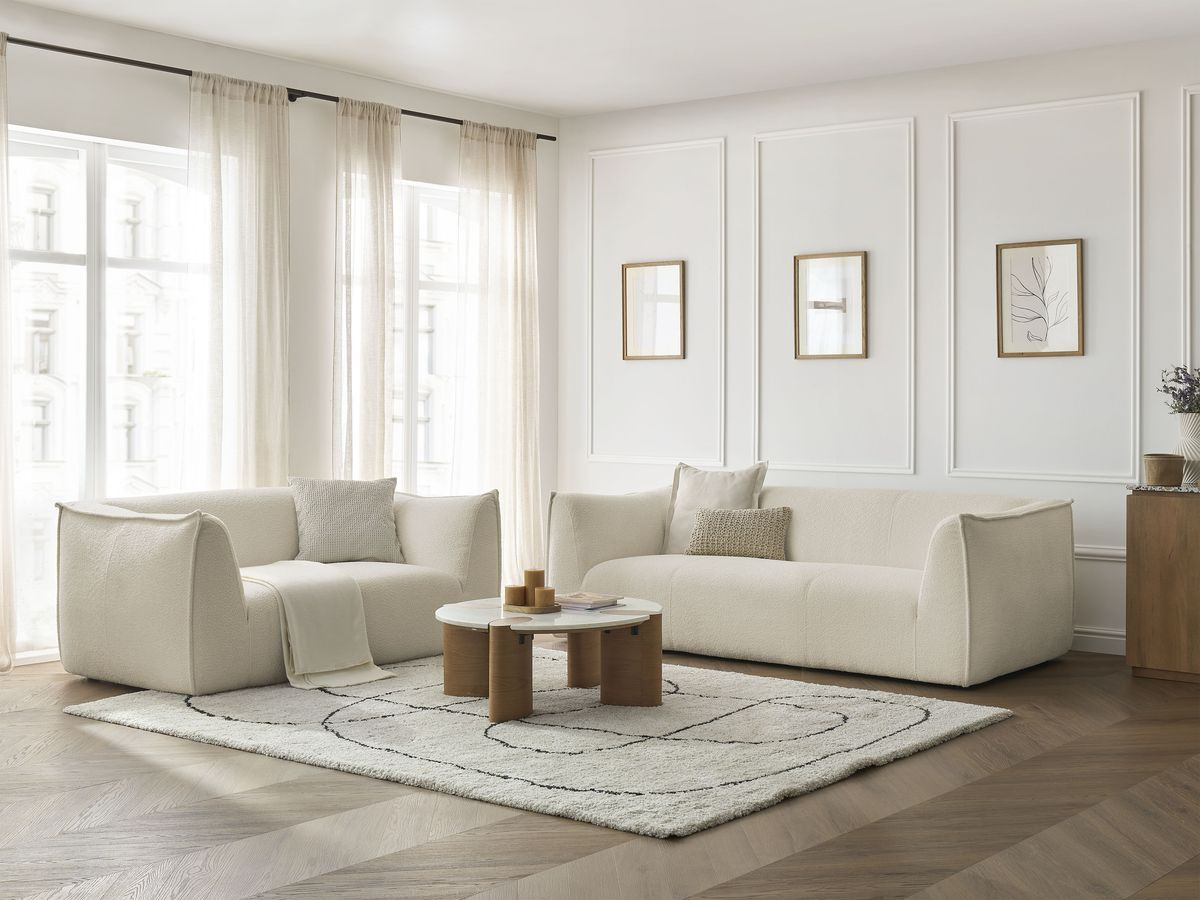 Bobochic Giorgia Sofa 5-Sitzer 412 × 100 cm Bouclé-Stoff Beige