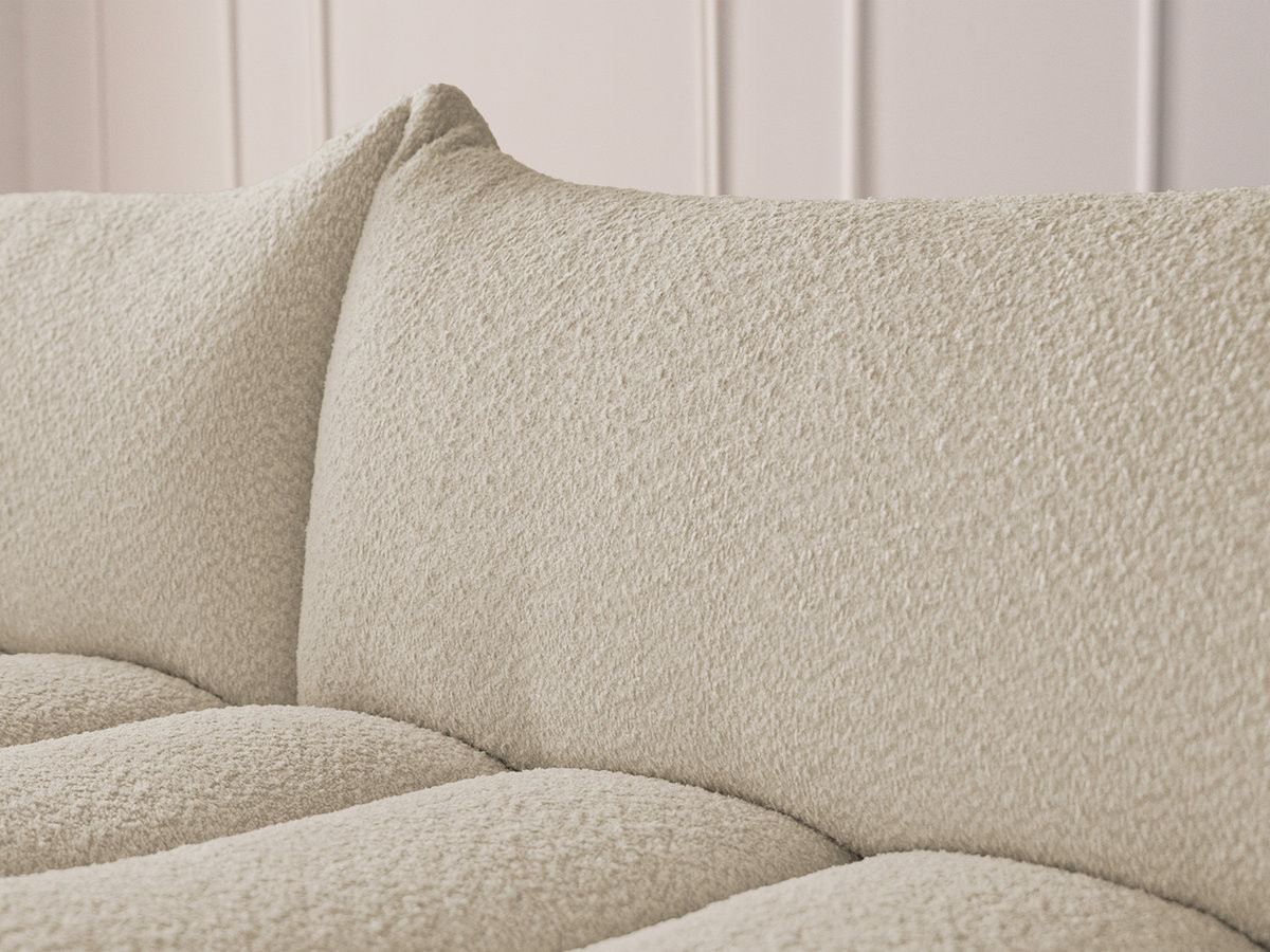 Bobochic Azra Ecksofa 325 × 112 cm Bouclé-Stoff Beige Ecke links