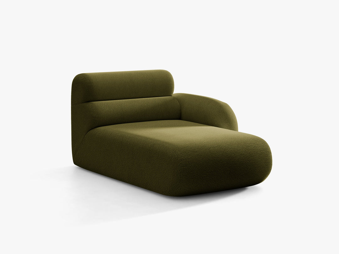 Micadoni Neo Chaiselongue Rechts Boucle Baloo Dunkles Olivgrün