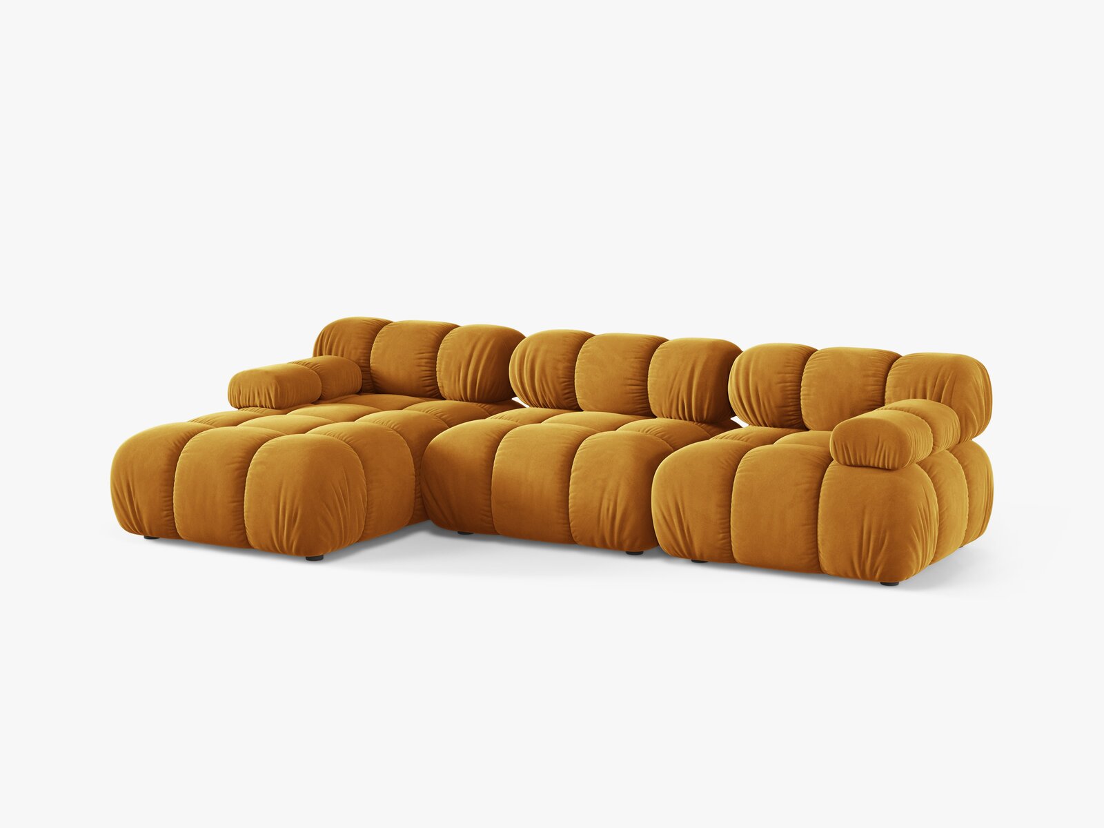 Micadoni Modulares Ecksofa Bellis 4-Sitzer Links Samt Venus Gelb