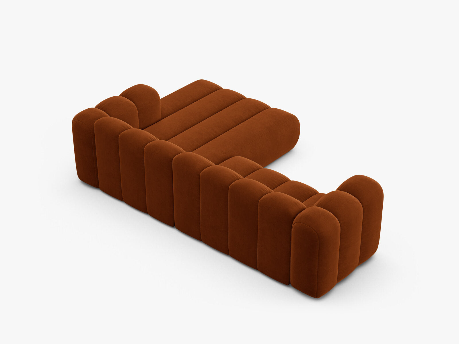 Micadoni Modulares Ecksofa Lupine 4-Sitzer mittelgroß Rechts Samt Salvador Terrakotta