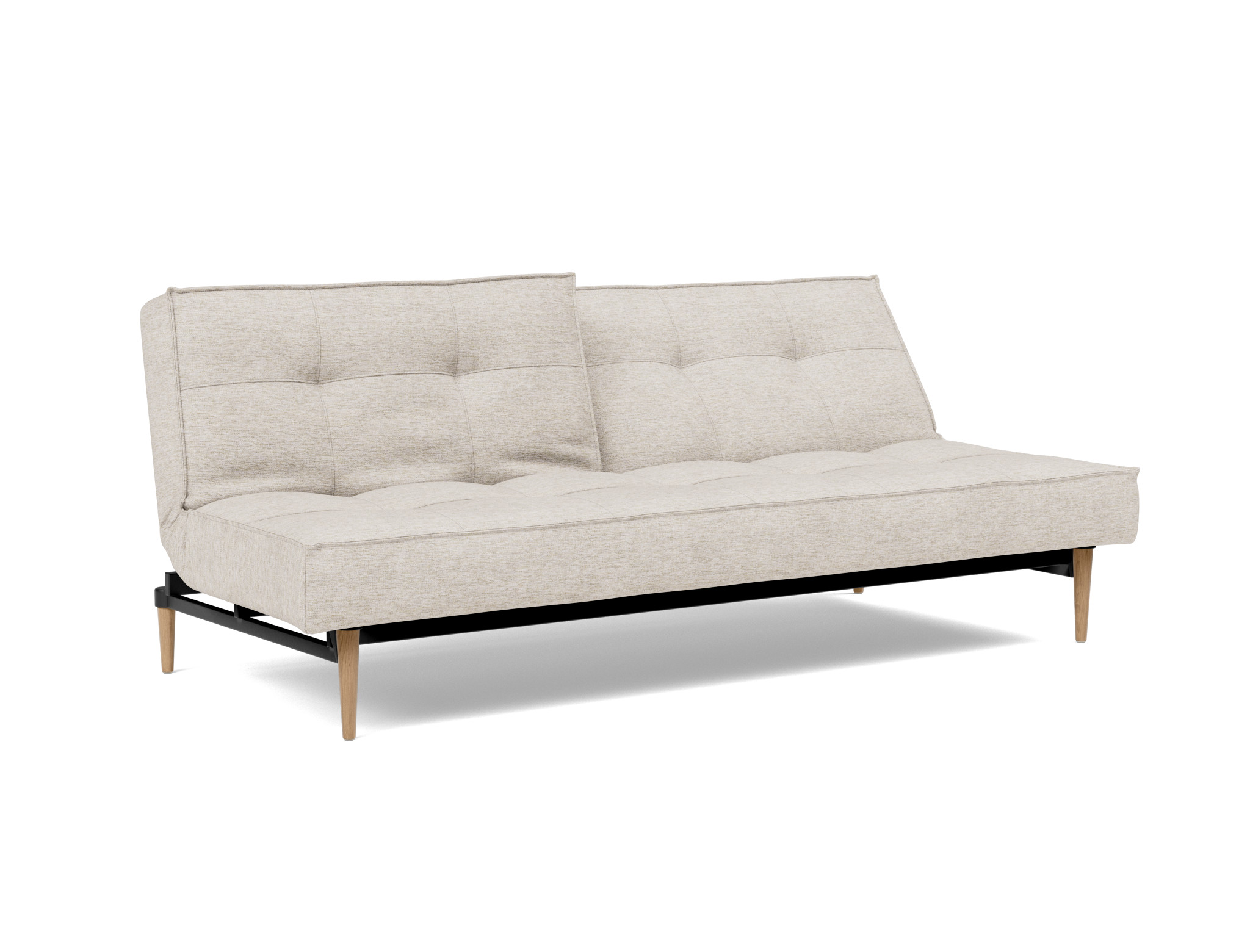 Schlafsofa Splitback Chenille Yuveno 470-Natural Beine Styletto Eiche hell