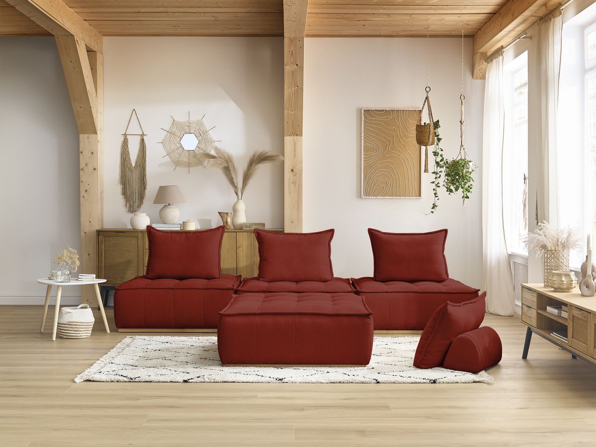 Bobochic Elisa Sofa 4-Sitzer Strukturstoff Orange