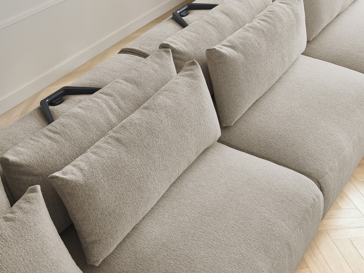 Bobochic Jana Wohnlandschaft mit großem Pouf Melange-Stoff Taupe