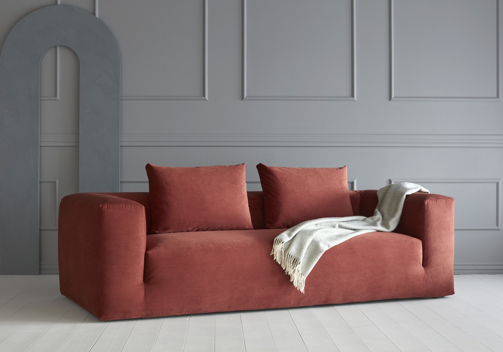 Wohnlandschaft Fred Chaiselongue links mit 2-Sitzer und lange Armlehne rechts Satya-Niagara