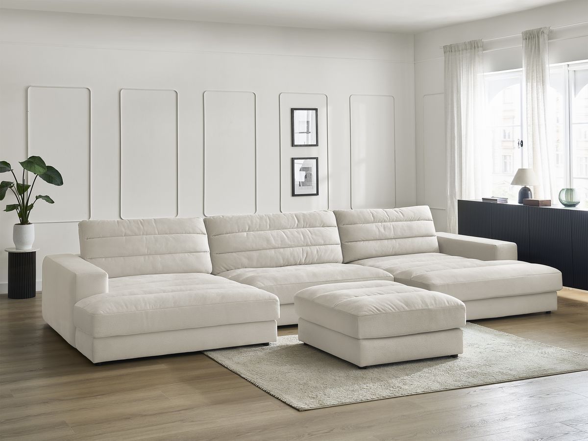 Bobochic Sierra Wohnlandschaft mit Pouf Samt Beige
