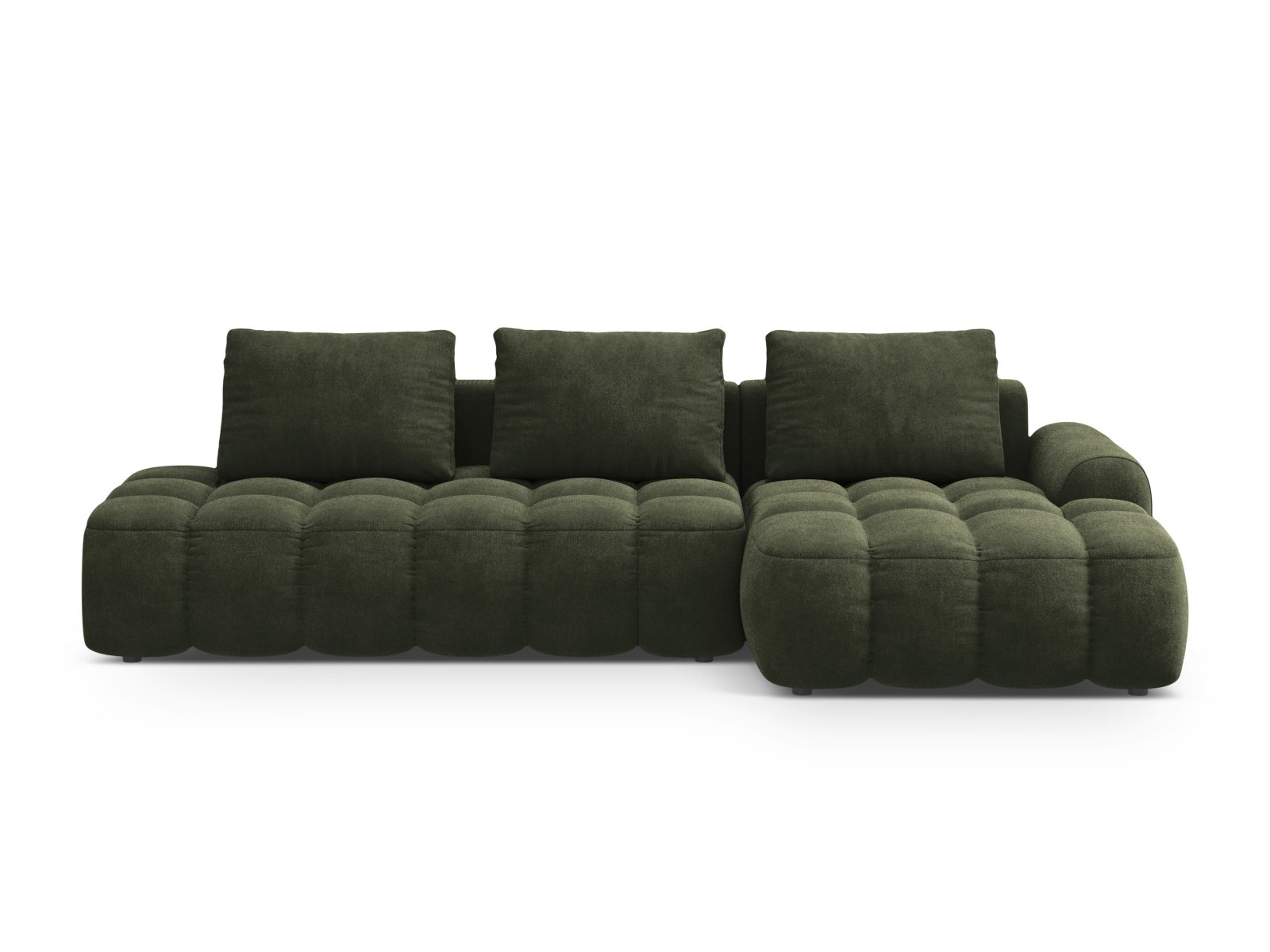 Cosmopolitan Design Ecksofa Linz 3-Sitzer offen mit Schlaffunktion Samt Vogue Grün Rechts