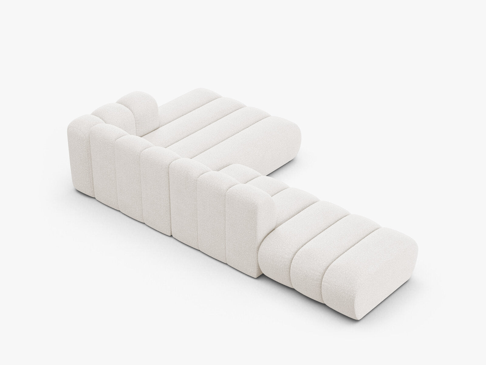 Micadoni Modulares Ecksofa offen Lupine 5-Sitzer Rechts Boucle Baloo Weiß