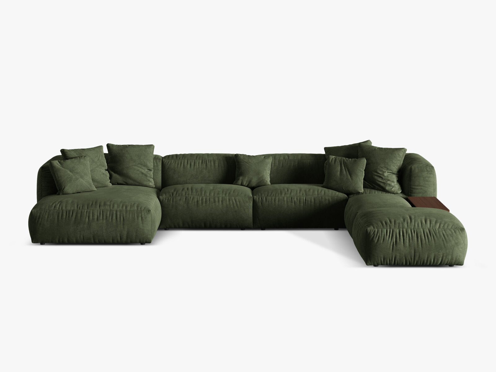 Micadoni Panorama-Ecksofa Martina 5-Sitzer Rechts Samt Grün