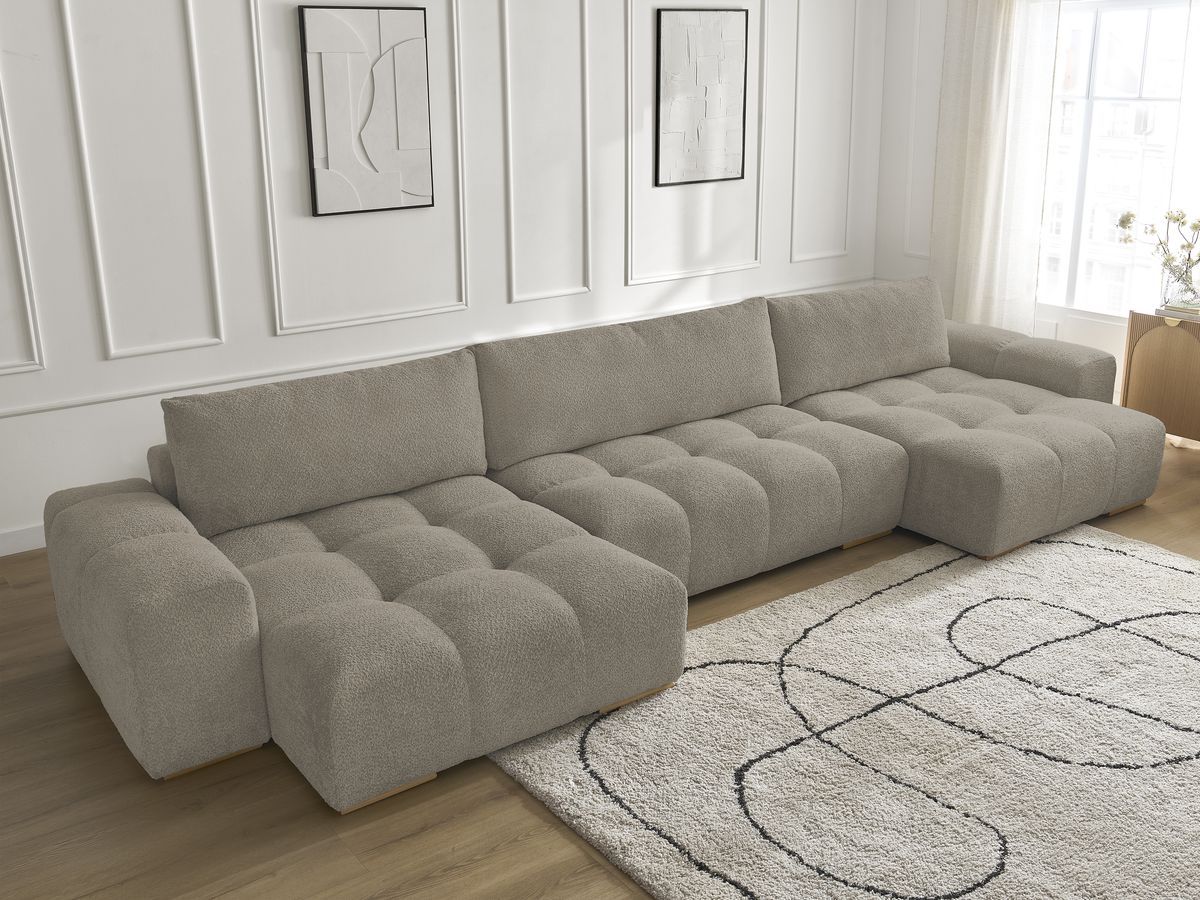 Bobochic Anakin Wohnlandschaft, 3 Kissen Bouclé-Stoff Taupe