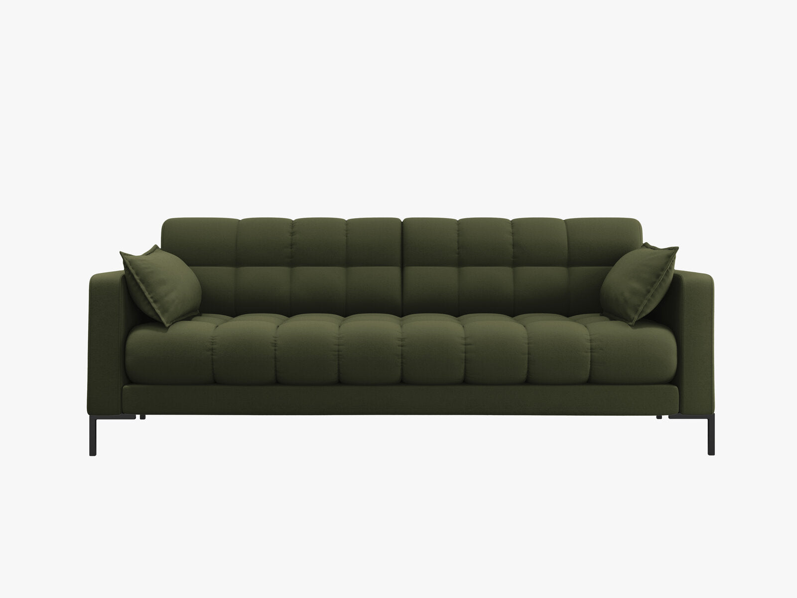 Micadoni Sofa Mamaia 3-Sitzer Strukturierter Stoff Neve Grün schwarze Beine