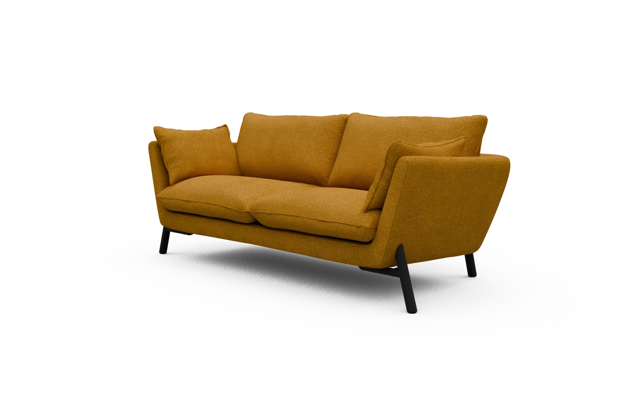 Sofa Emil 2-Sitzer Beinfarbe Eiche Schwarz Boucle-Ochre