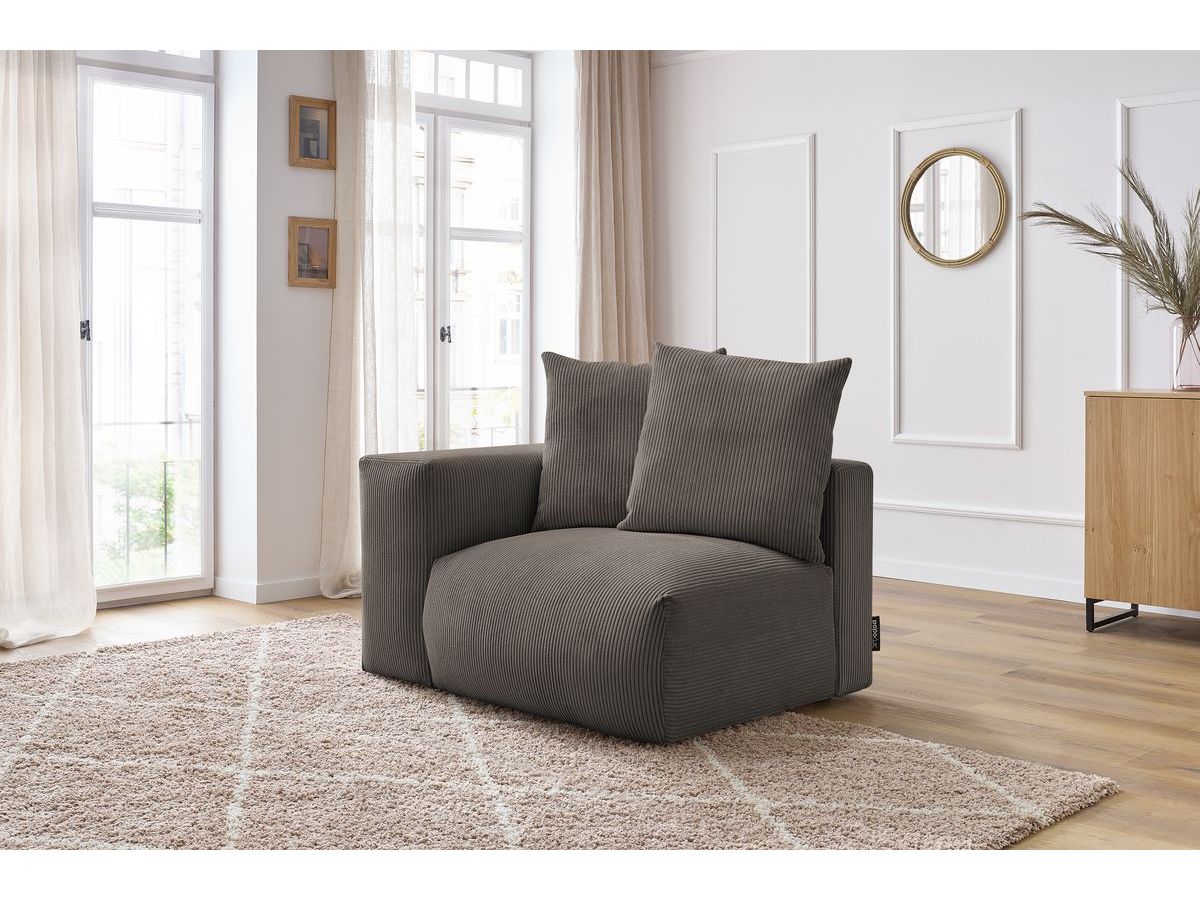 Bobochic Voltaire Sofamodul 1-Sitzer 130 × 100 cm Cordsamt Taupe Ecke links