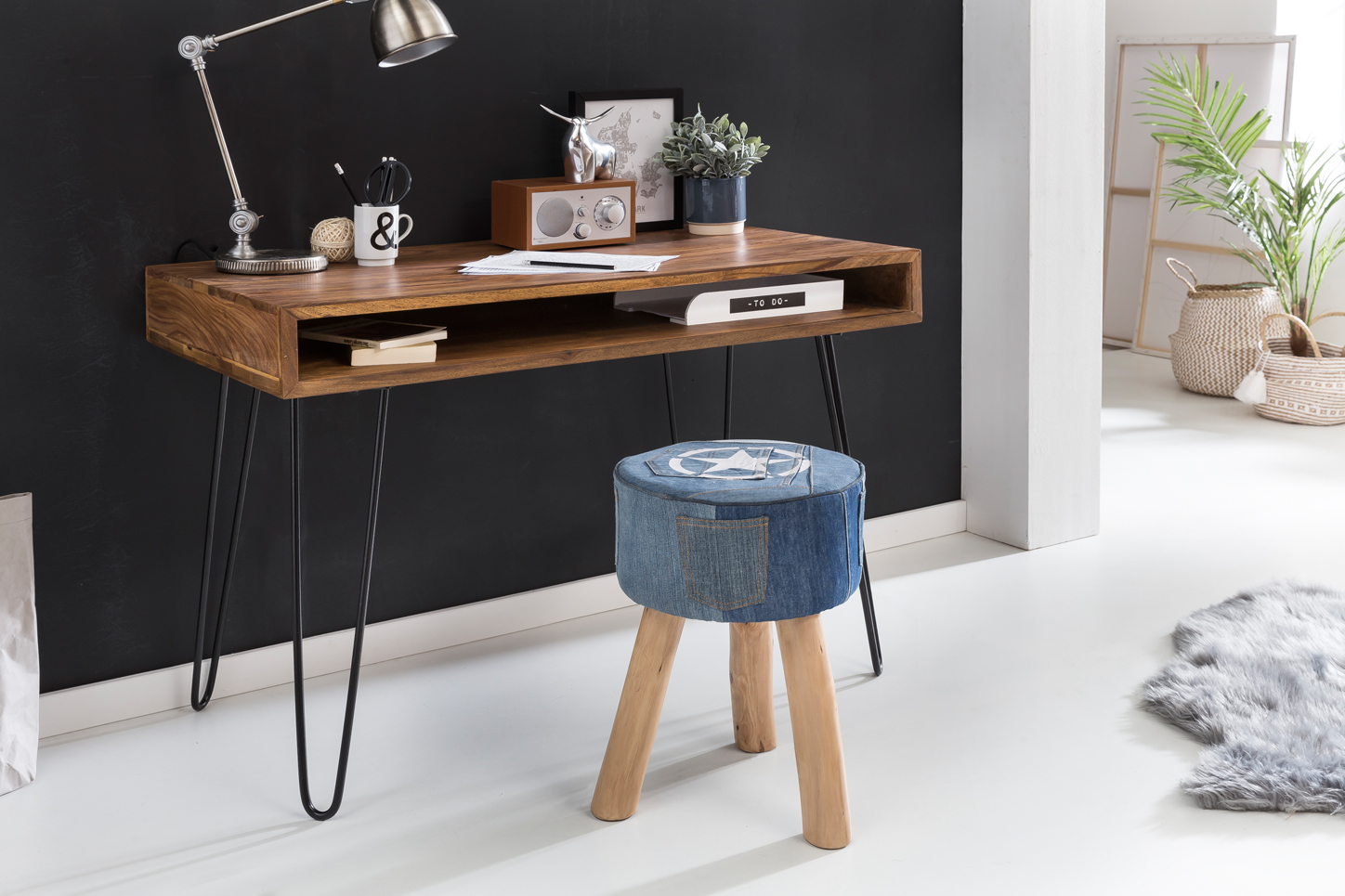 Schreibtisch Agdenes Sheesham Massivholz 110 × 60 × 76 cm