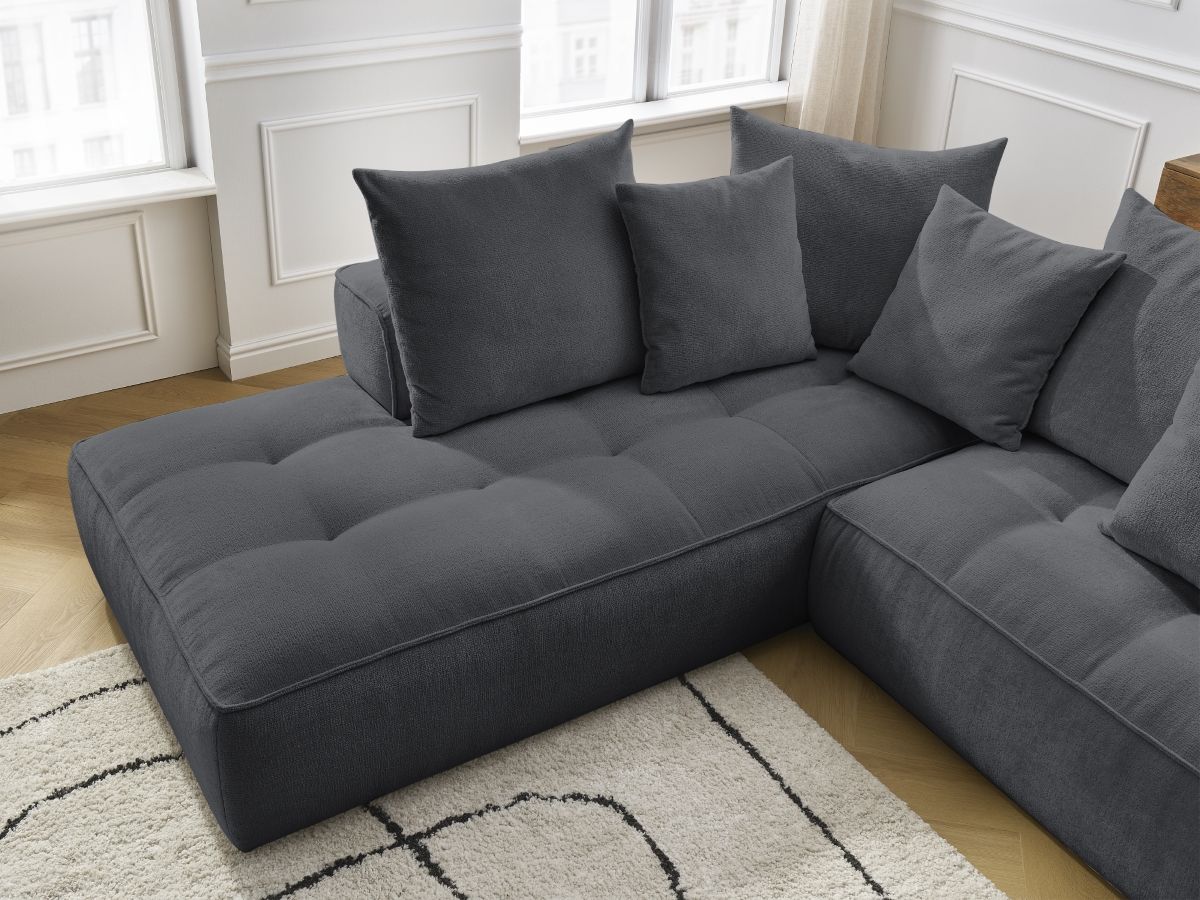Bobochic Whesley Ecksofa Stoff Dunkelgrau Ecke links