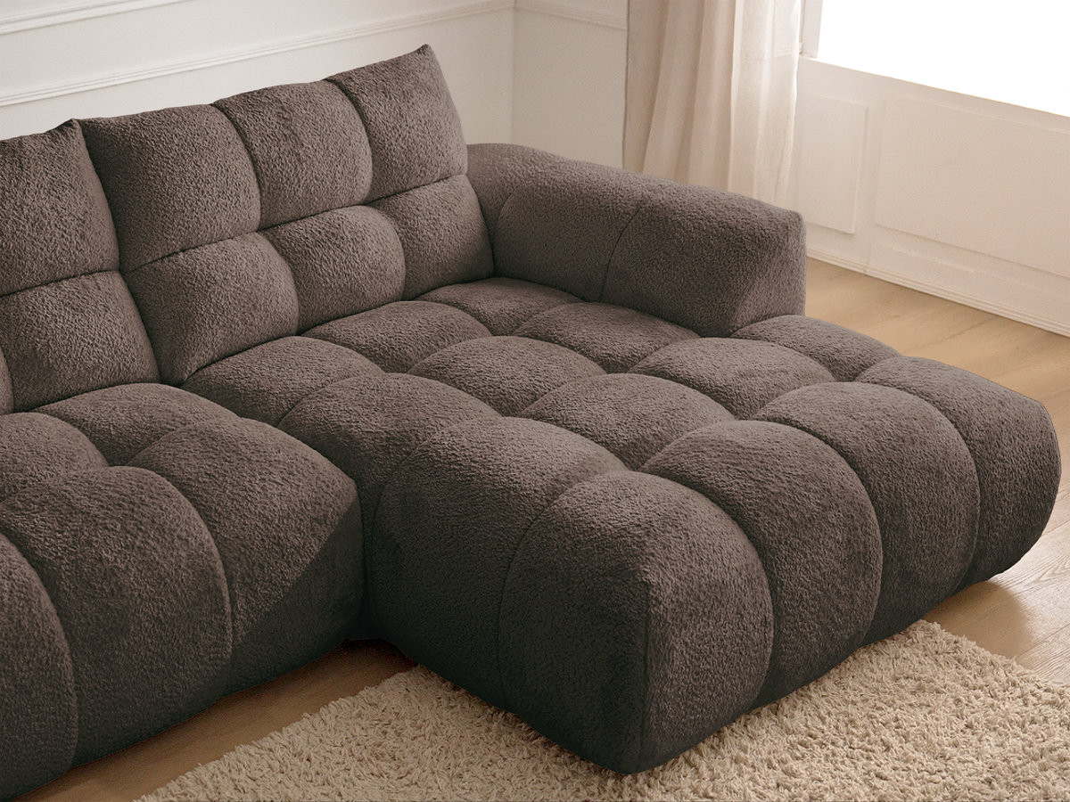 Bobochic Jaya Ecksofa Chenille Braun Ecke rechts