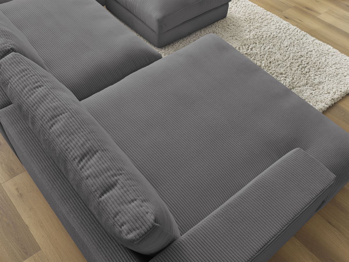 Bobochic Leonard Wohnlandschaft mit Pouf 404 × 159 cm Cordsamt Dunkelgrau