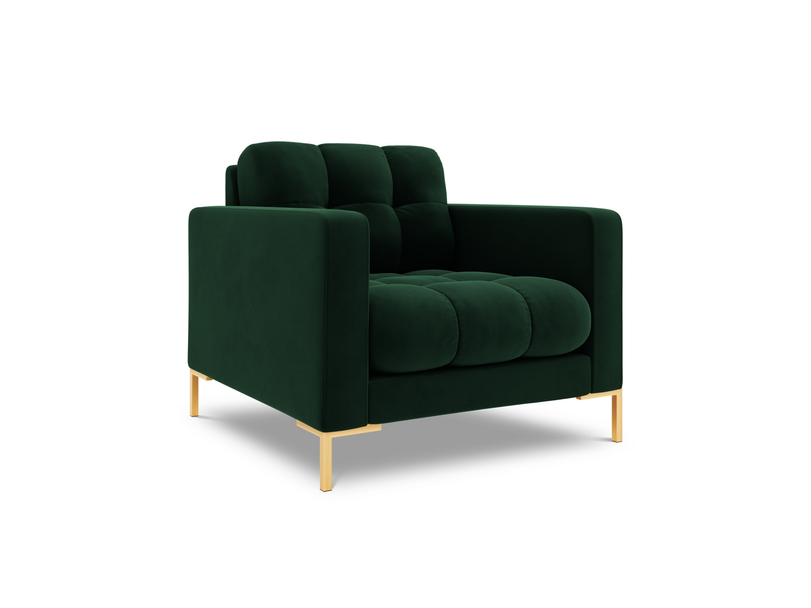 Cosmopolitan Design Sessel Bali Samt Bluvel Flaschengrün Beine Gold