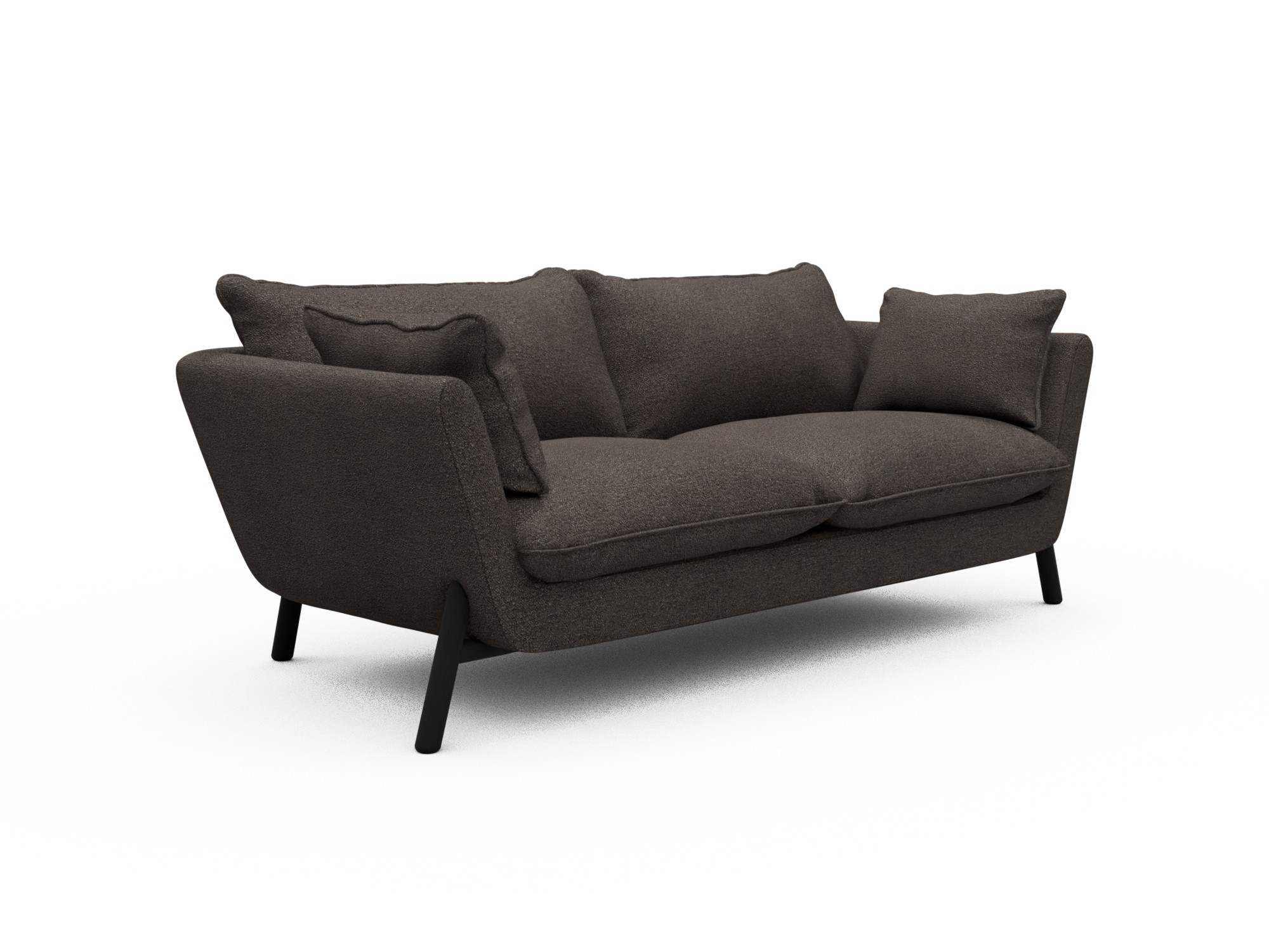 Skandi Home Sofa Emil Soft 2-Sitzer Beinfarbe Eiche Schwarz Boucle-Taupe moebelfaktor