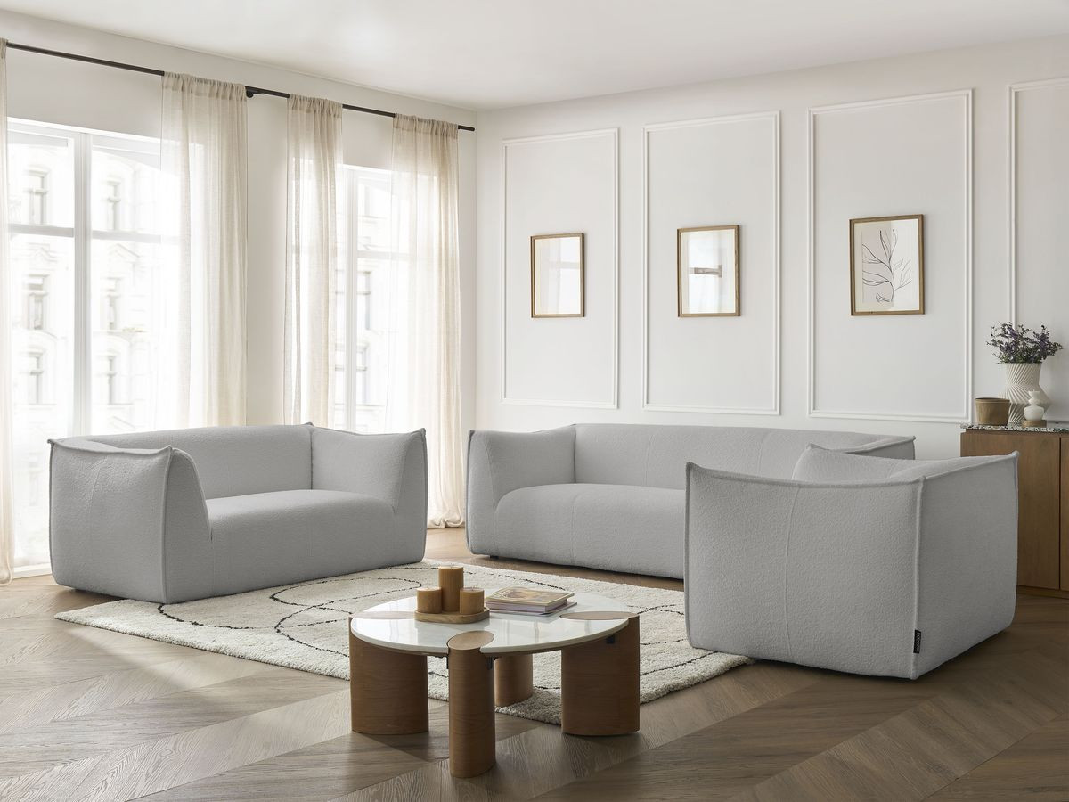 Bobochic Giorgia Sofa 5-Sitzer 534 × 100 cm Bouclé-Stoff Hellgrau