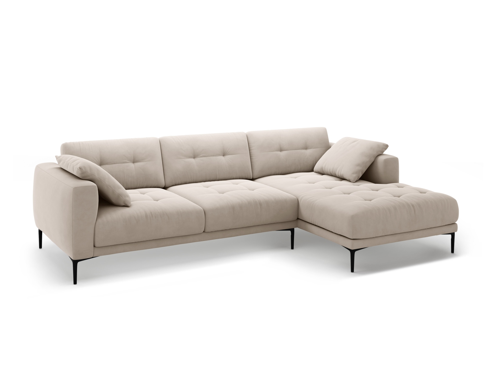 Micadoni Ecksofa Bemy 3-Sitzer Rechts Samt Beige