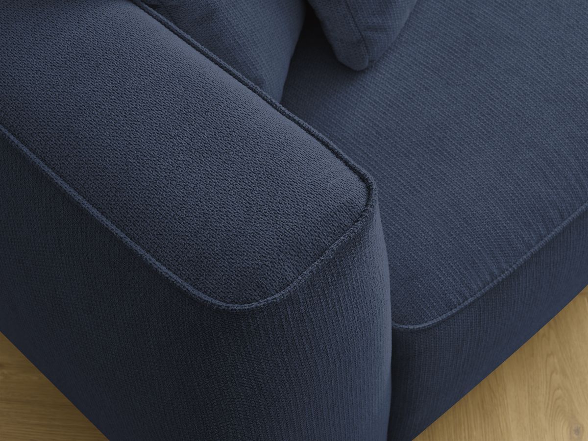 Bobochic Leopold Sofa 4-Sitzer mit Pouf Melange-Stoff Dunkelblau Armlehne links