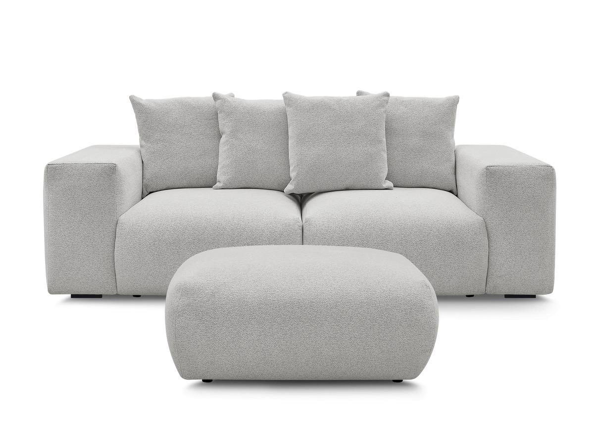 Bobochic Voltaire Sofa 4-Sitzer mit Pouf 248 × 100 cm Melange-Stoff Hellgrau