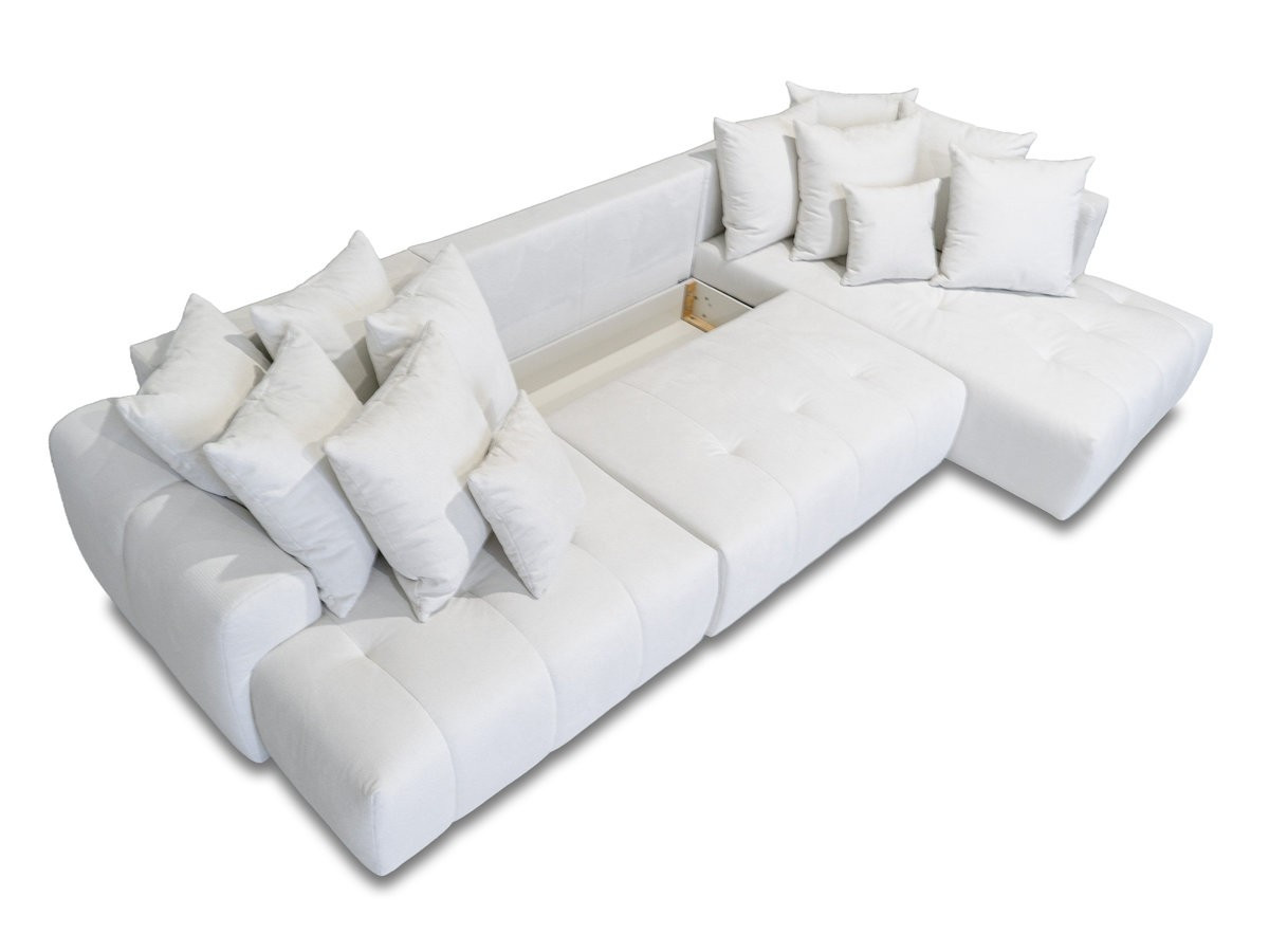 Bobochic Roxelane Wohnlandschaft Melange-Stoff Weiß Ecke links