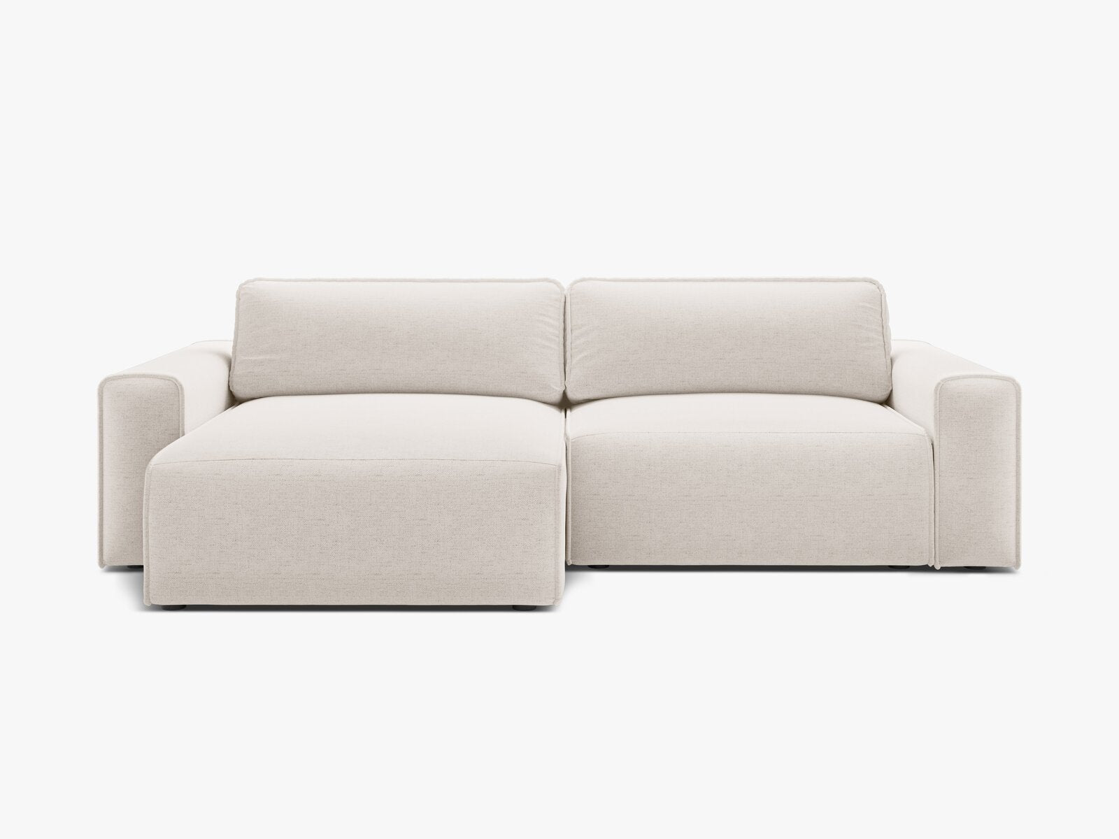 Micadoni Ecksofa Victor 3-Sitzer mit Schlaffunktion Links Strukturierter Stoff Helles Beige
