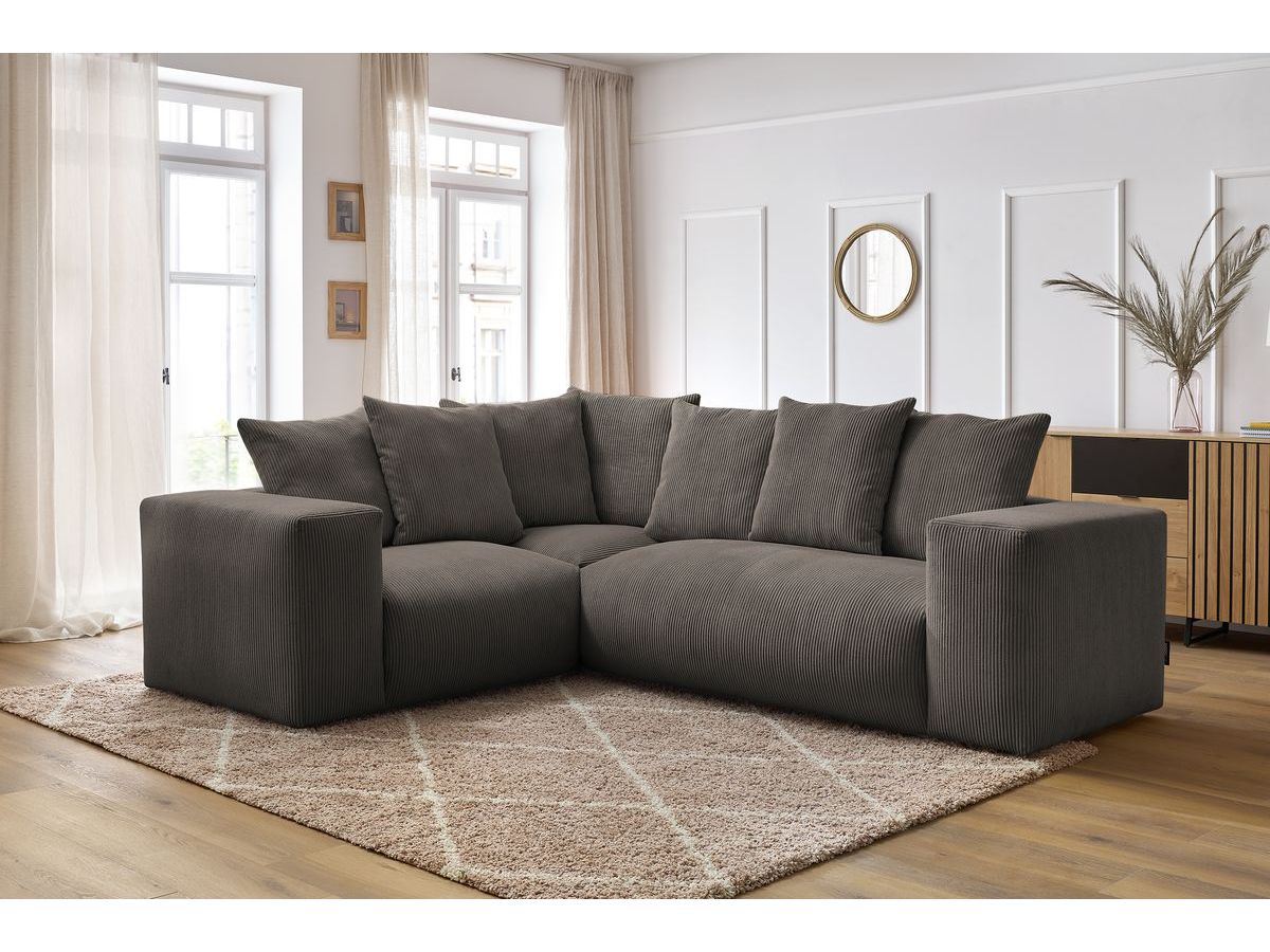 Bobochic Voltaire Ecksofa 268 × 214 cm Cordsamt Taupe Ecke links