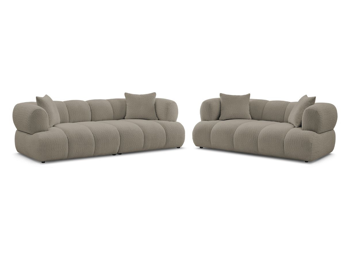 Bobochic Pamira Sofa 5-Sitzer Bouclé-Stoff Taupe
