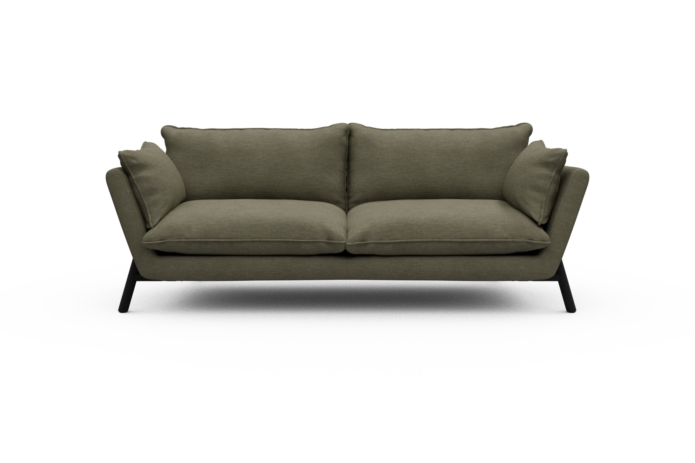 Skandi Home Sofa Emil PREMIUM 3-Sitzer Beinfarbe Eiche Schwarz Vivus-Dusty-Olive moebelfaktor