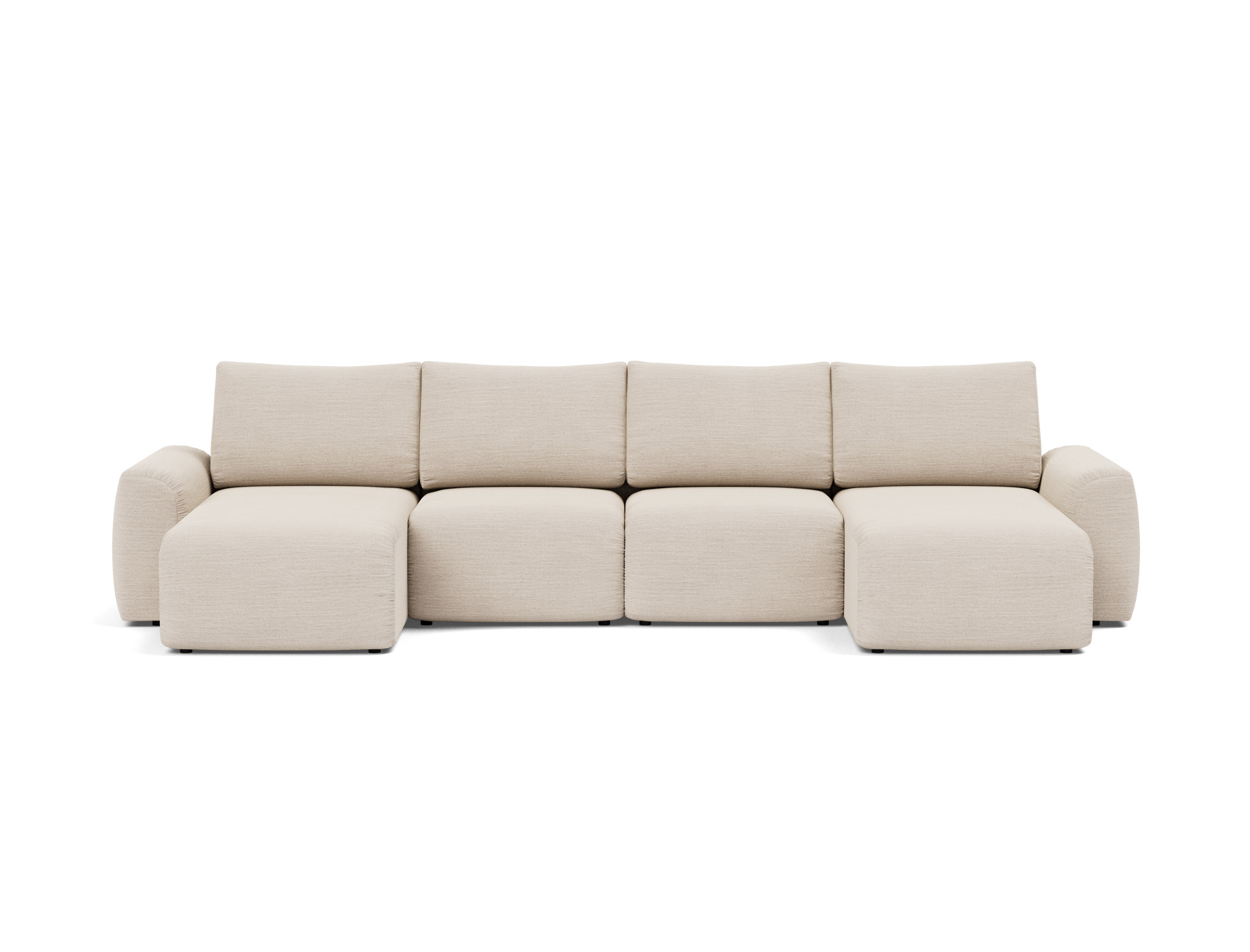Schlafsofa Norum U-Form mit Chunky-Armlehnen Webstoff Blida 612-Sand-Grey