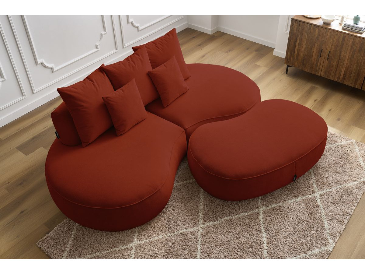 Bobochic Saint-germain Sofa 5-Sitzer mit Pouf Strukturstoff Rot
