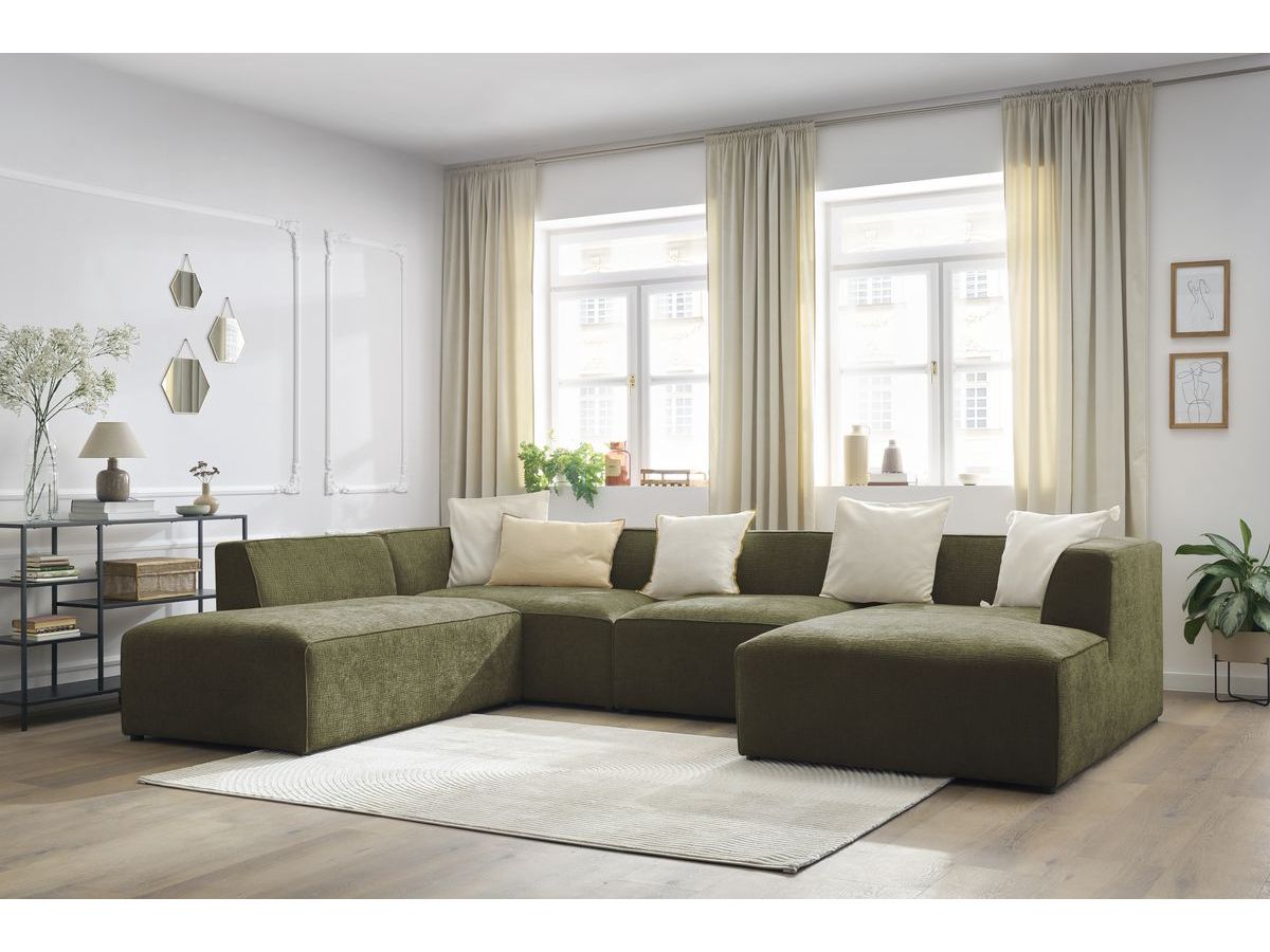Bobochic Megeve Wohnlandschaft Strukturstoff Grün Ecke rechts