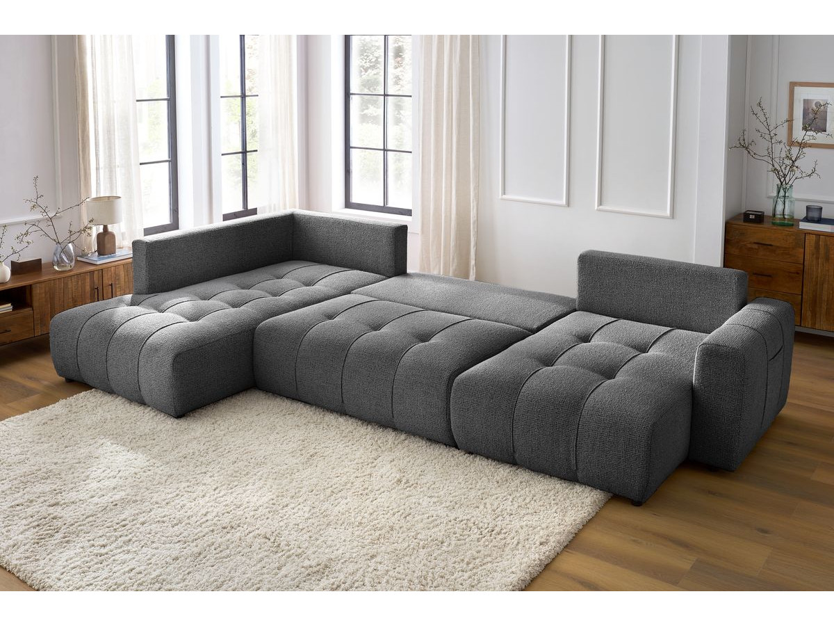Bobochic Arsene Wohnlandschaft Melange-Stoff Dunkelgrau Ecke rechts