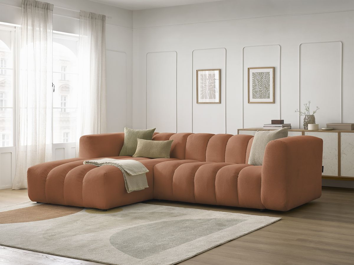 Bobochic Talia Ecksofa Melange-Stoff Orange Ecke links