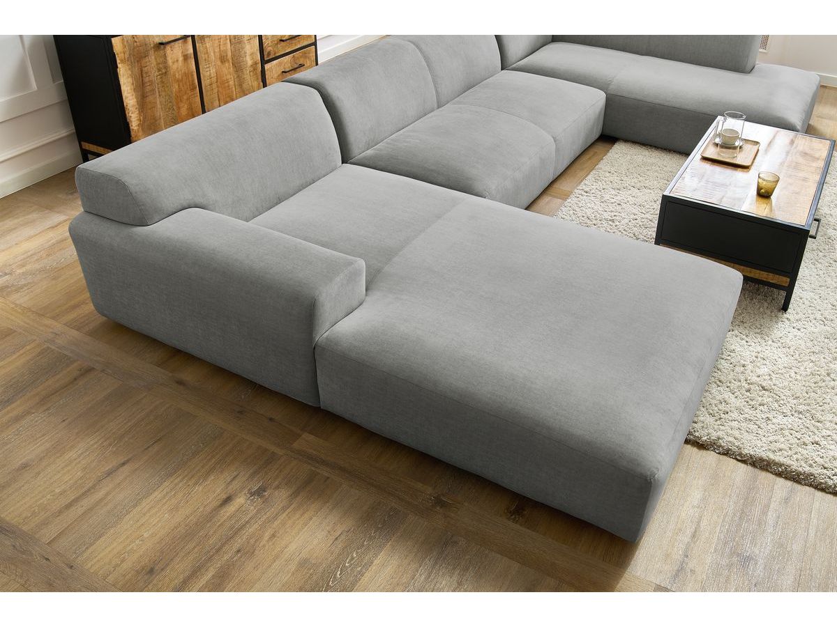 Bobochic Lavena Wohnlandschaft 399 × 220 cm Samt Hellgrau Ecke links