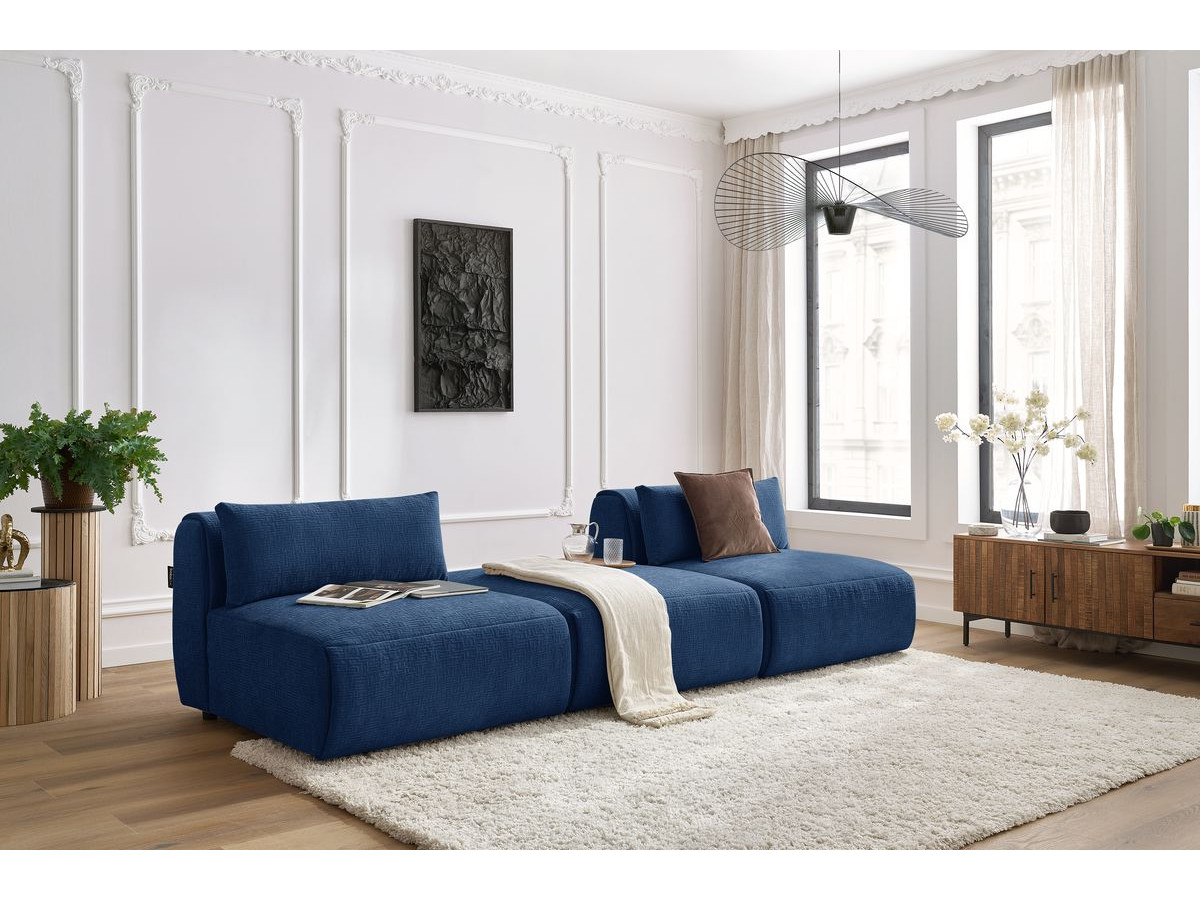 Bobochic Jeanne Sofa 3-Sitzer Strukturstoff Dunkelblau