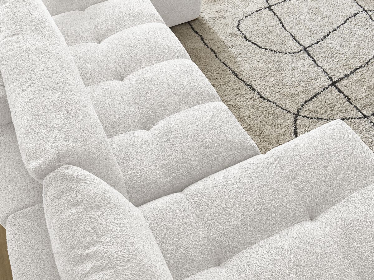 Bobochic Anakin Wohnlandschaft, 3 Kissen Bouclé-Stoff Weiß