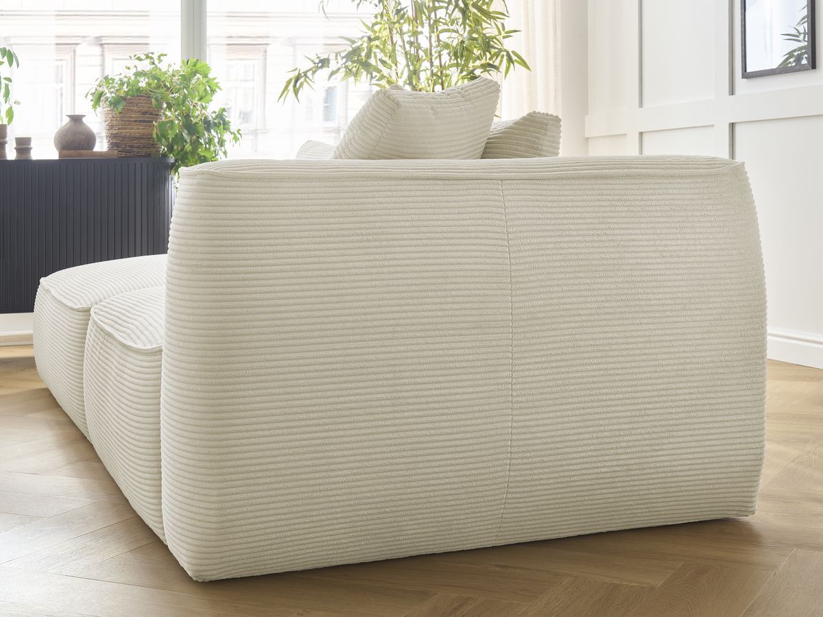 Bobochic Leopold Sofa 4-Sitzer mit Pouf Cordsamt Beige Armlehne rechts