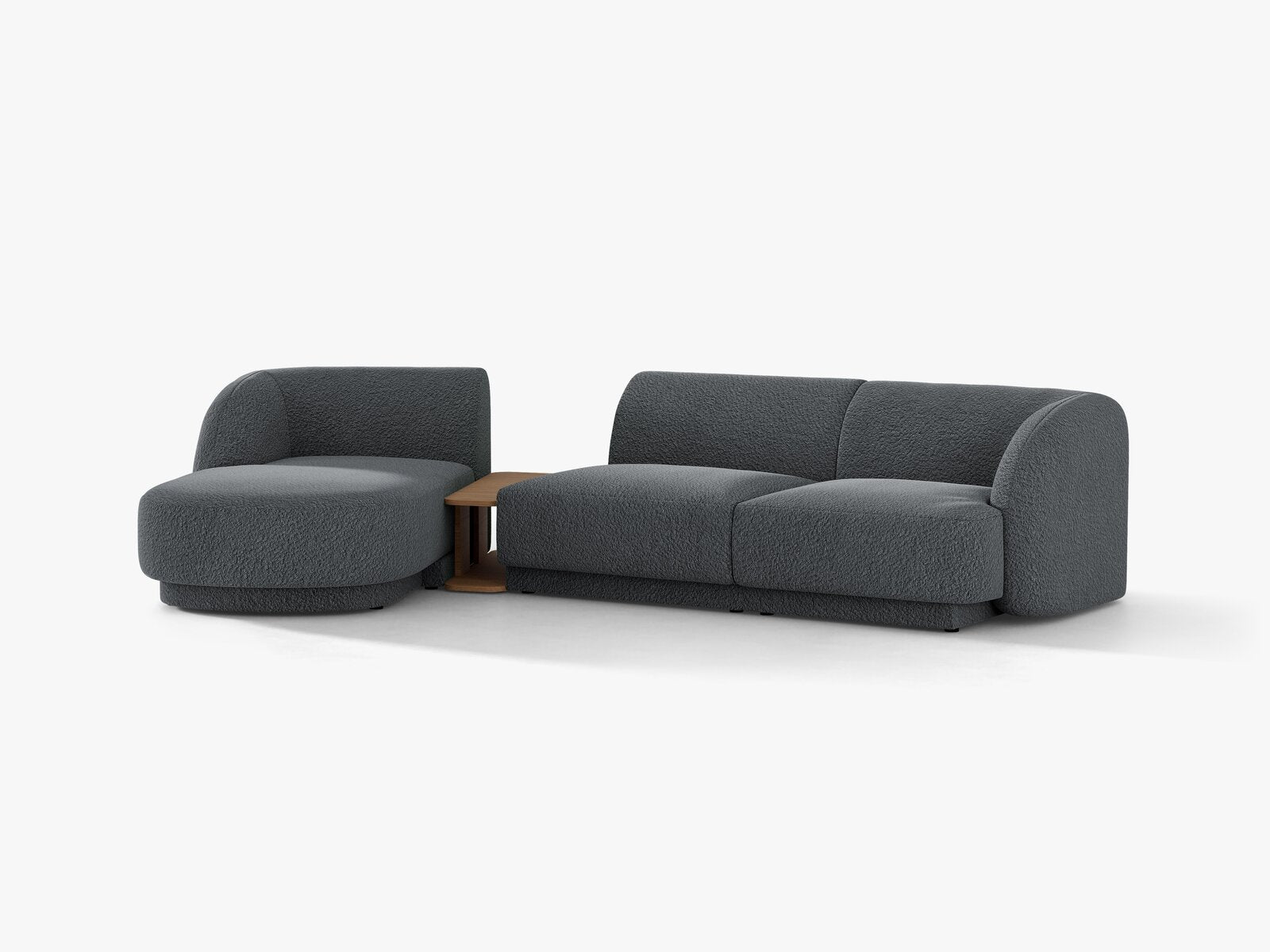 Micadoni Modulares Sofa Miley mit Recamiere 3-Sitzer Links Boucle Baloo Dunkelgrau