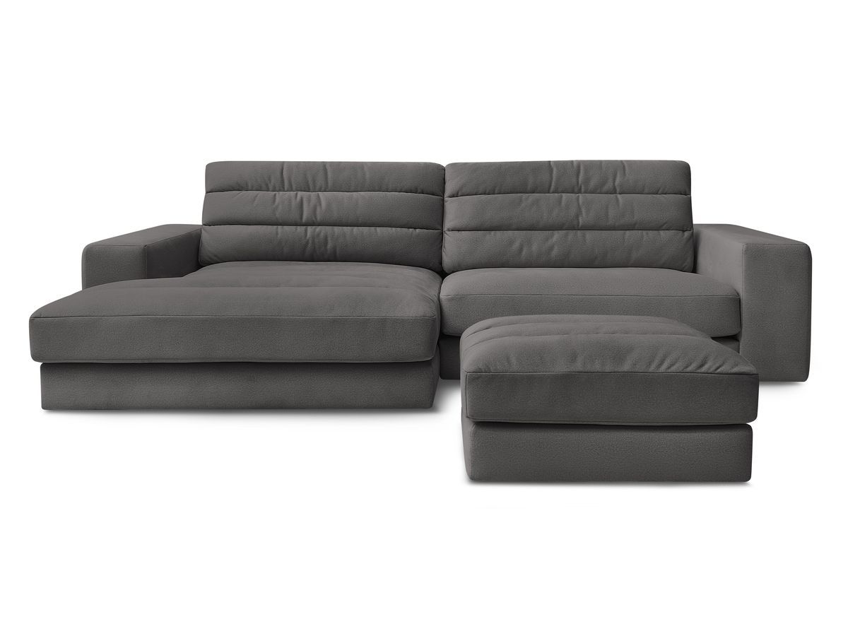 Bobochic Sierra Ecksofa mit Pouf Samt Schwarz Ecke links