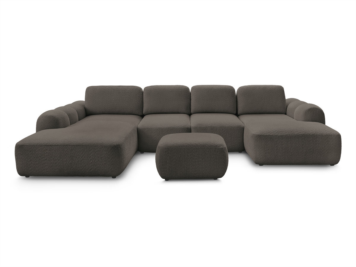 Bobochic Montaigne Wohnlandschaft mit Pouf Bouclé-Stoff Braun Ecke rechts