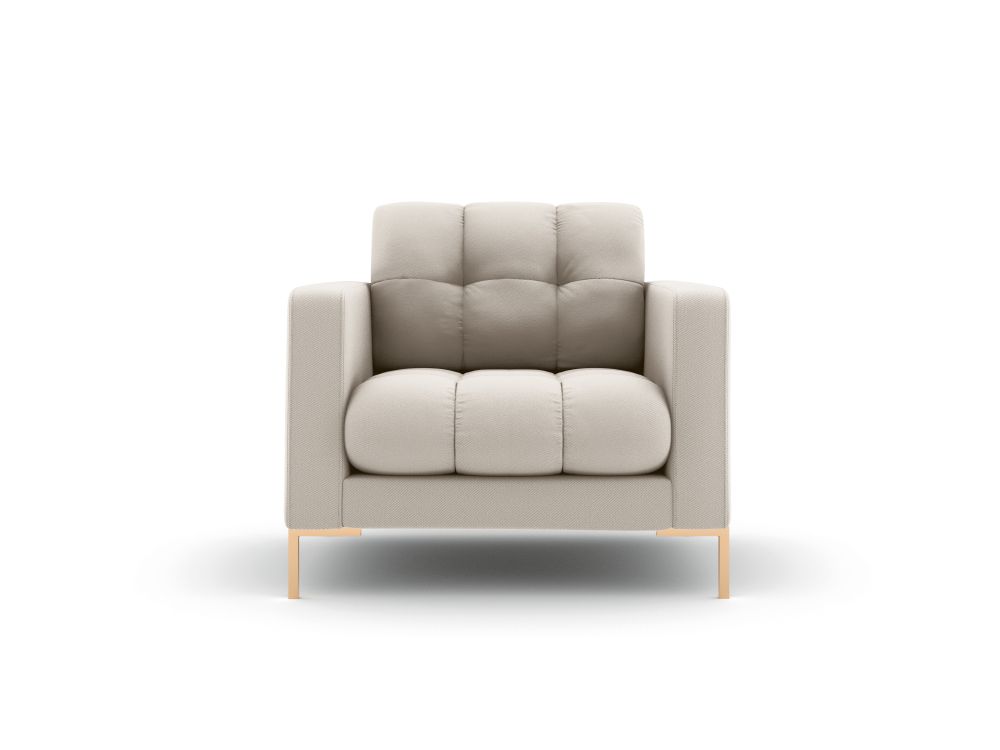 Cosmopolitan Design Sessel Bali Strukturierter Stoff Neve Beige Beine Gold